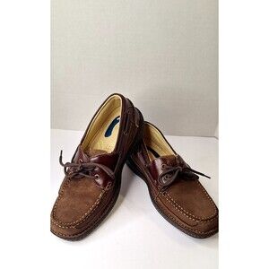 NUNN‎ BUSH Brown Leather & Nubuck Boat Shoes Men's Sz 9.5W Comfort Padded Career